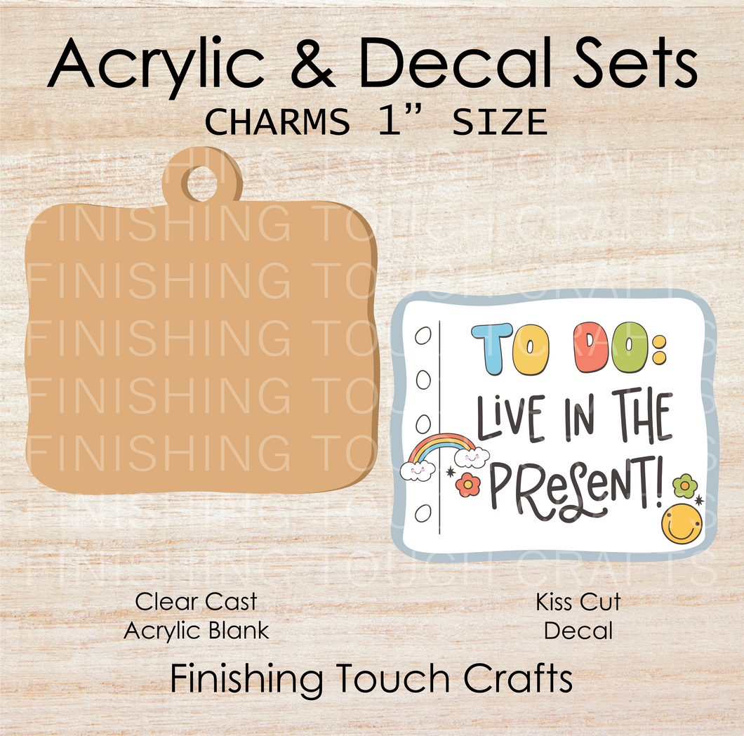 Live in the Present Charm Set of 4