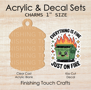 Dumpster on Fire Charm Set of 4