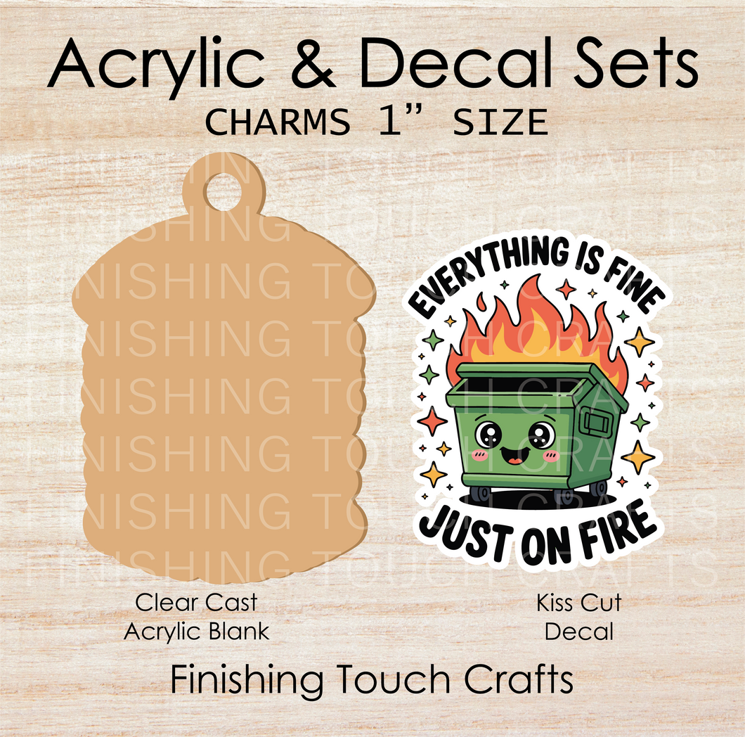 Dumpster on Fire Charm Set of 4