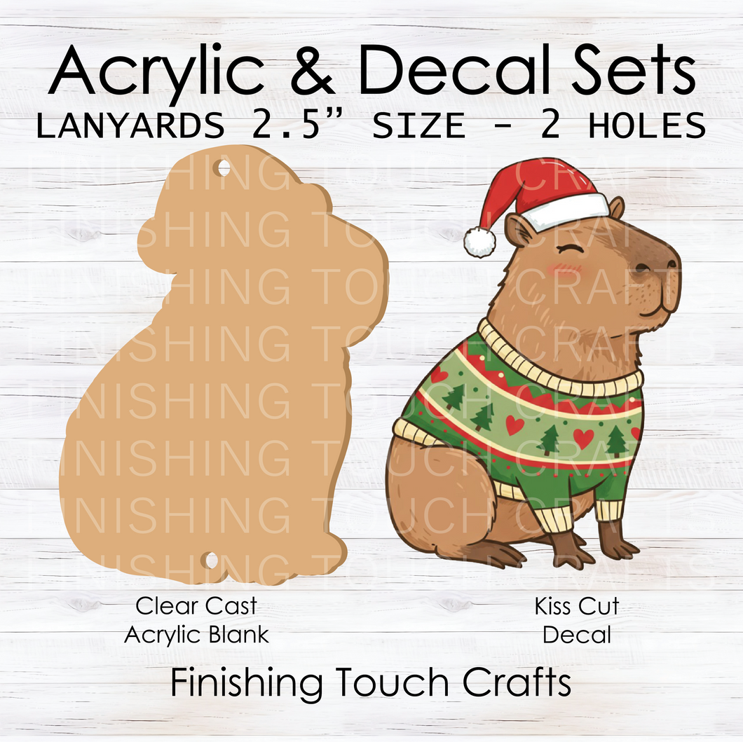Capybara Santa Lanyard