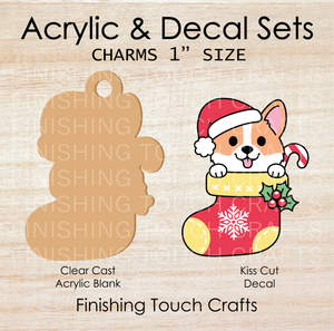 Corgi in Stocking Charm Set of 4