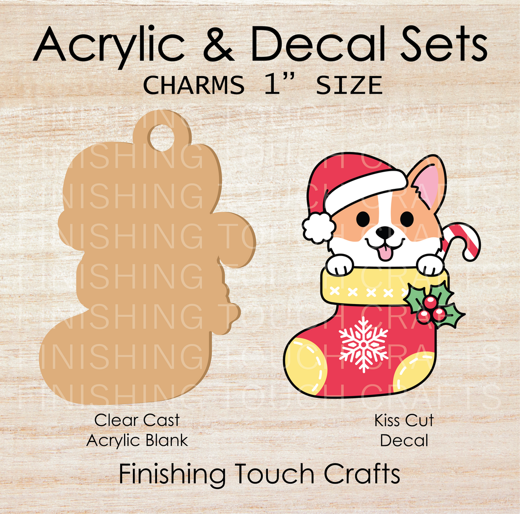 Corgi in Stocking Charm Set of 4
