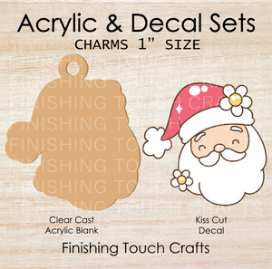 Floral Cute Santa Charm Set of 4