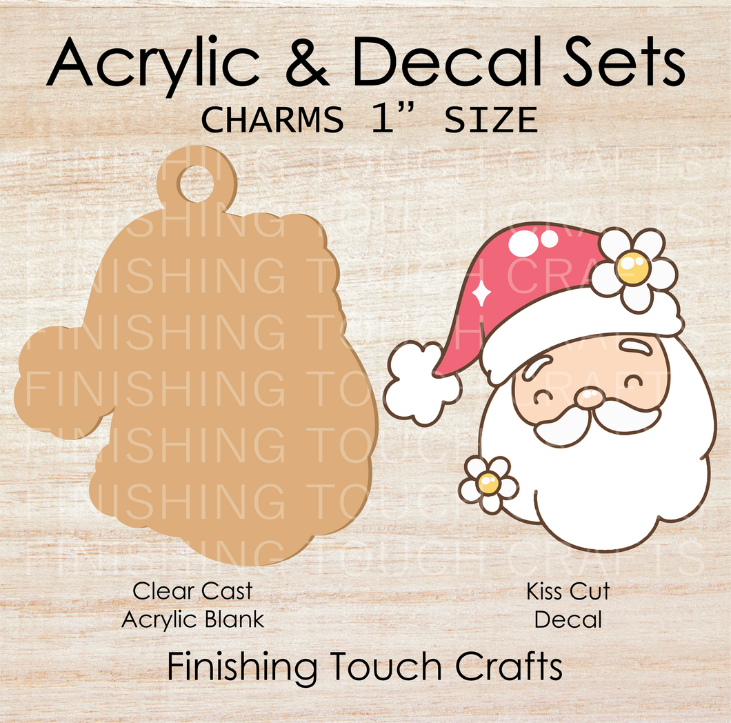 Floral Cute Santa Charm Set of 4