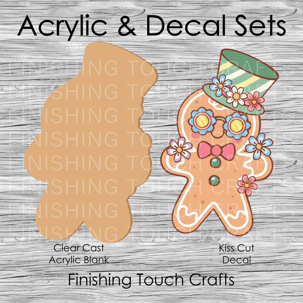 Floral Retro Gingerbread Man