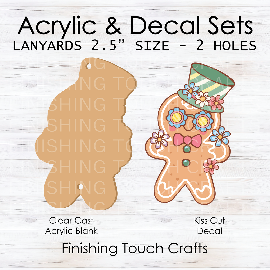 Floral Retro Gingerbread Man Lanyard