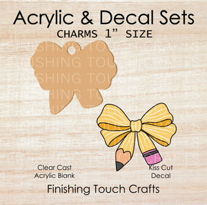 Pencil Bow Charm Set of 4
