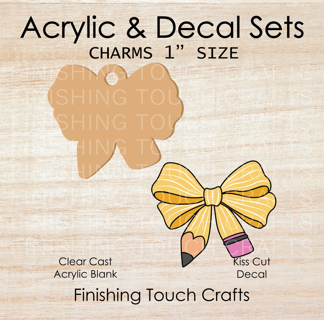 Pencil Bow Charm Set of 4