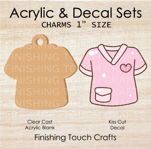 Pink Scrub Top Charm Set of 4