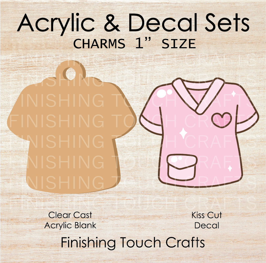 Pink Scrub Top Charm Set of 4