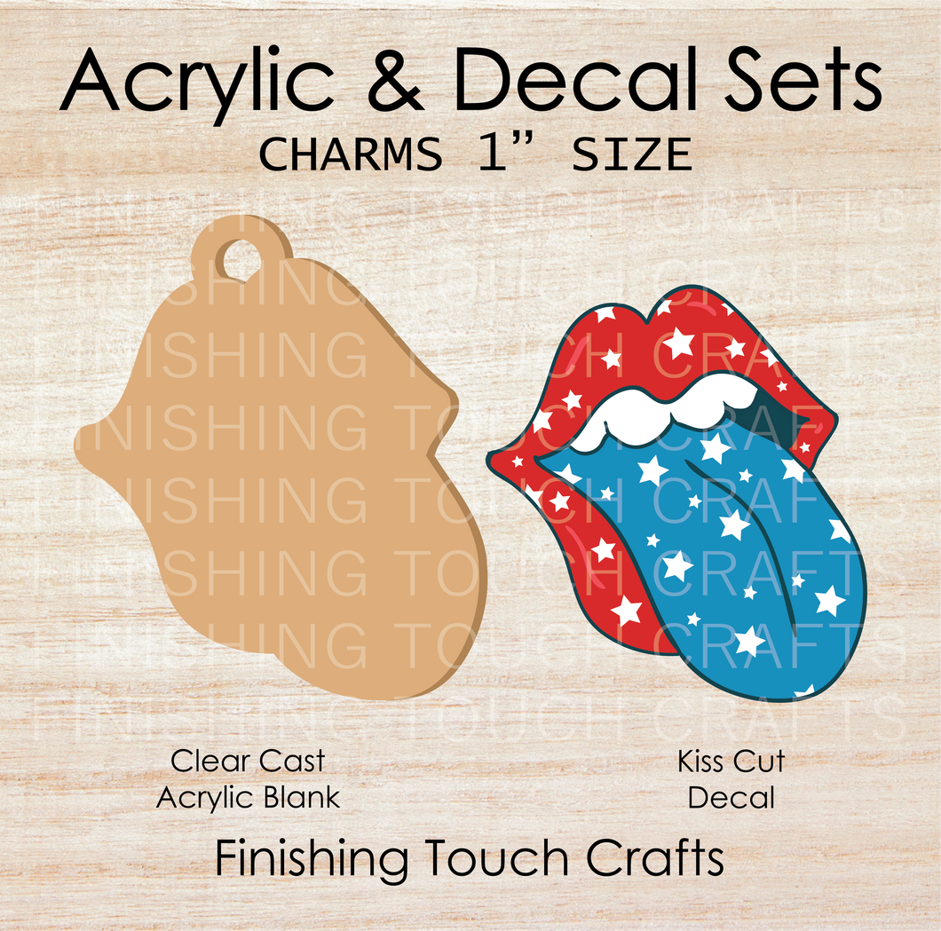 Retro 4th of July Lips Charm Set of 4