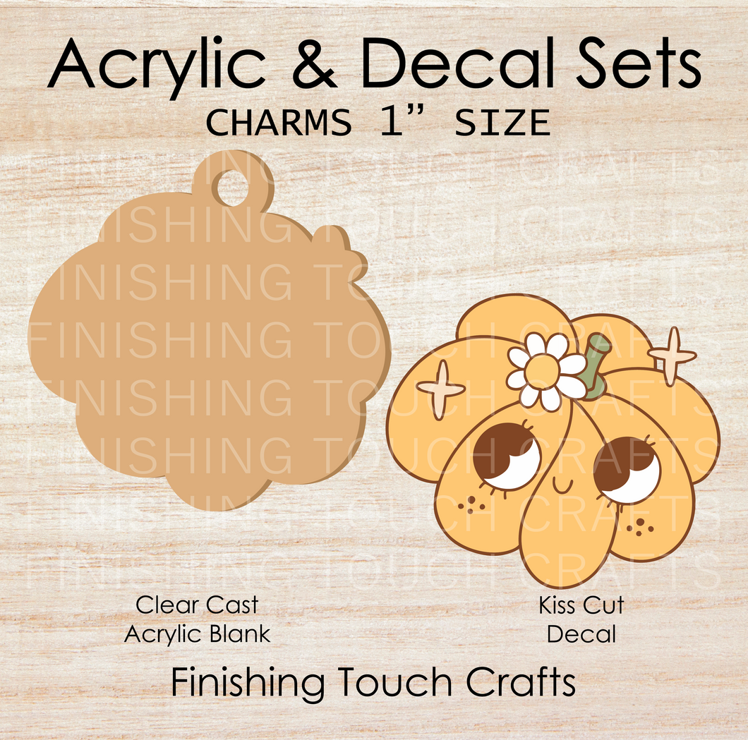 Retro Pumpkin Cutie Charm Set of 4