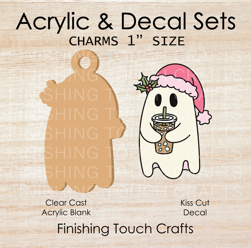 Santa Ghost Iced Coffee Charm Set of 4