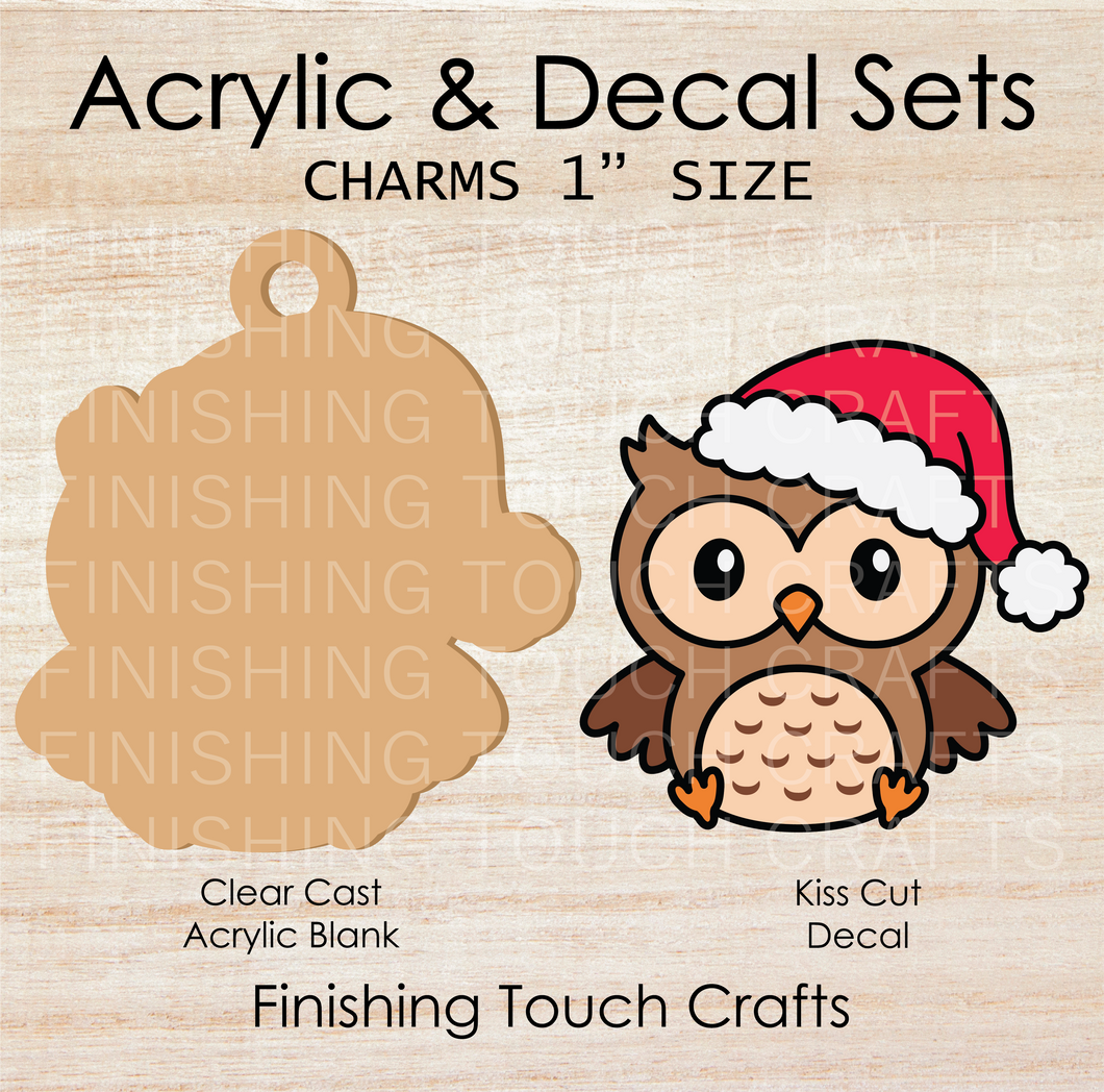 Santa Owl Charm Set of 4