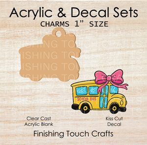 School Bus Bow Charm Set of 4