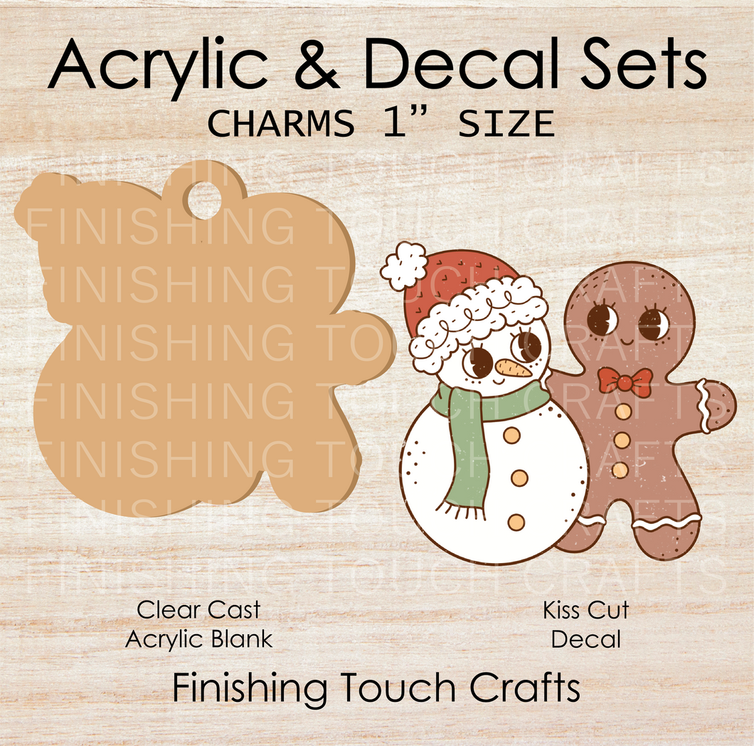 Snowman Gingerbread Man Charm Set of 4