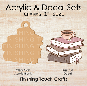 Stacked Books Hot Coffee Charm Set of 4
