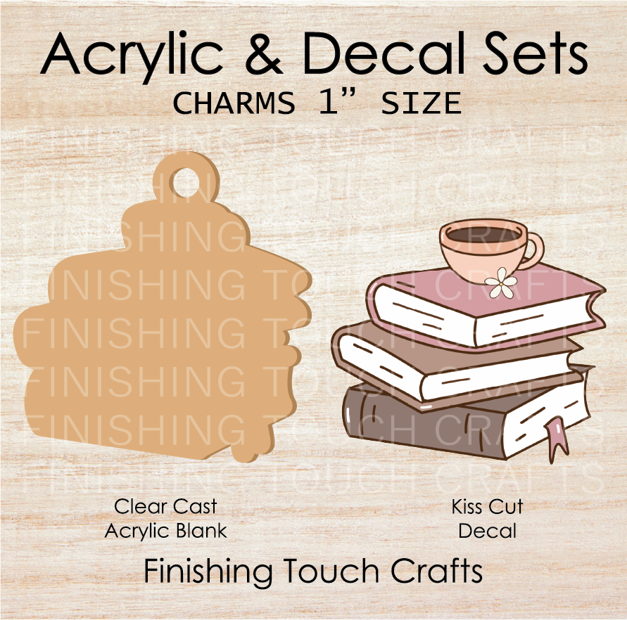 Stacked Books Hot Coffee Charm Set of 4