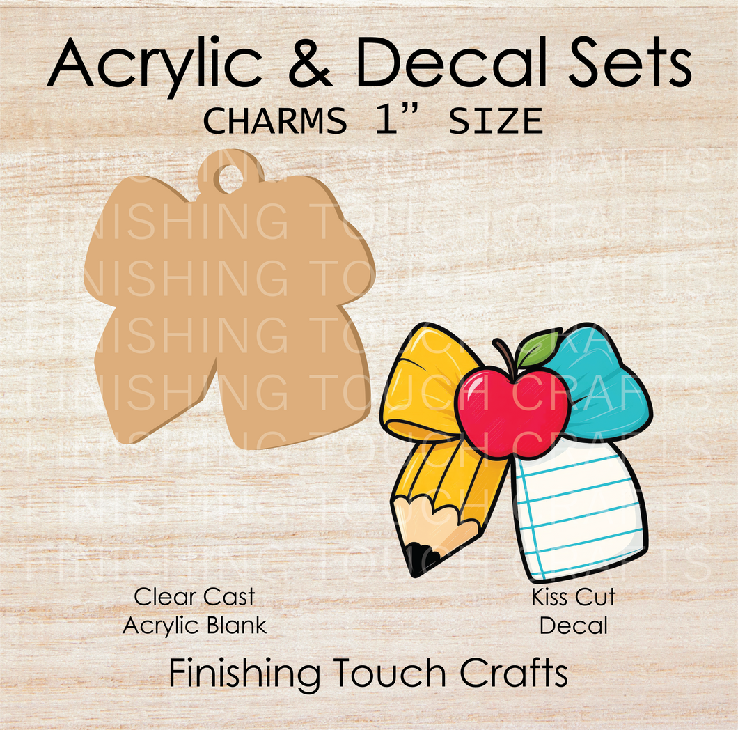 Teacher Supplies Bow Charm Set of 4