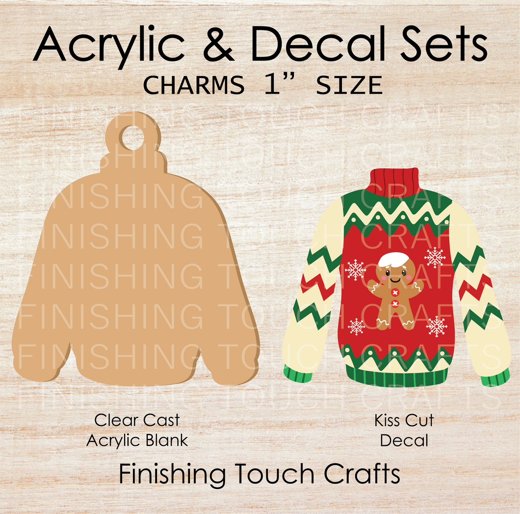 Ugly Sweater Gingerbread Charm Set of 4