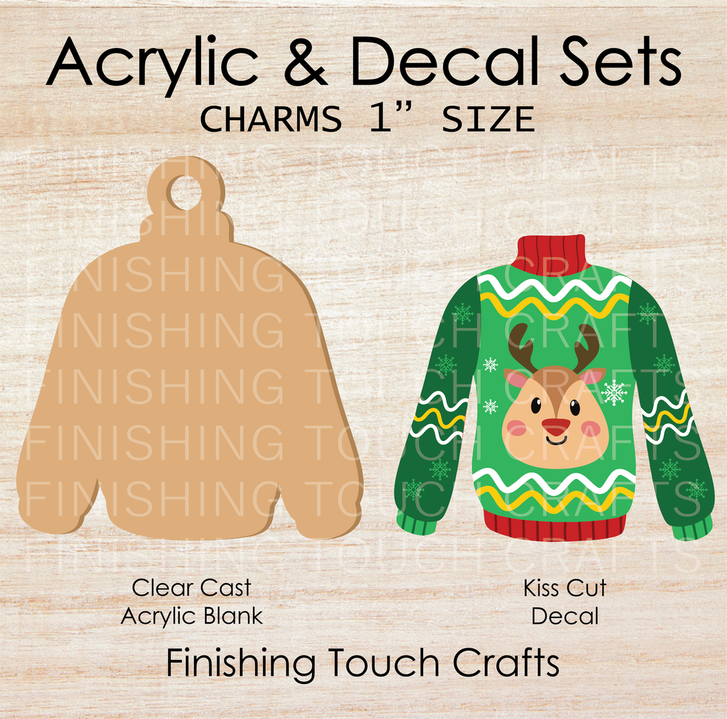 Ugly Sweater Reindeer Charm Set of 4