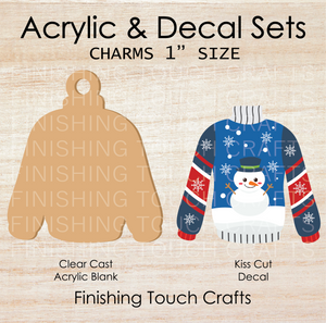 Ugly Sweater Snowman Charm Set of 4