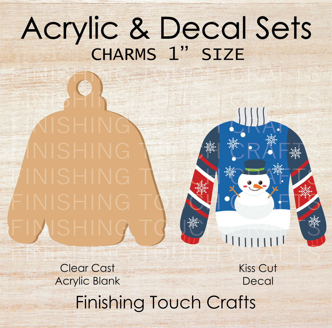 Ugly Sweater Snowman Charm Set of 4
