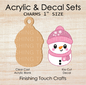 Baby Snowman Pink Charm Set of 4