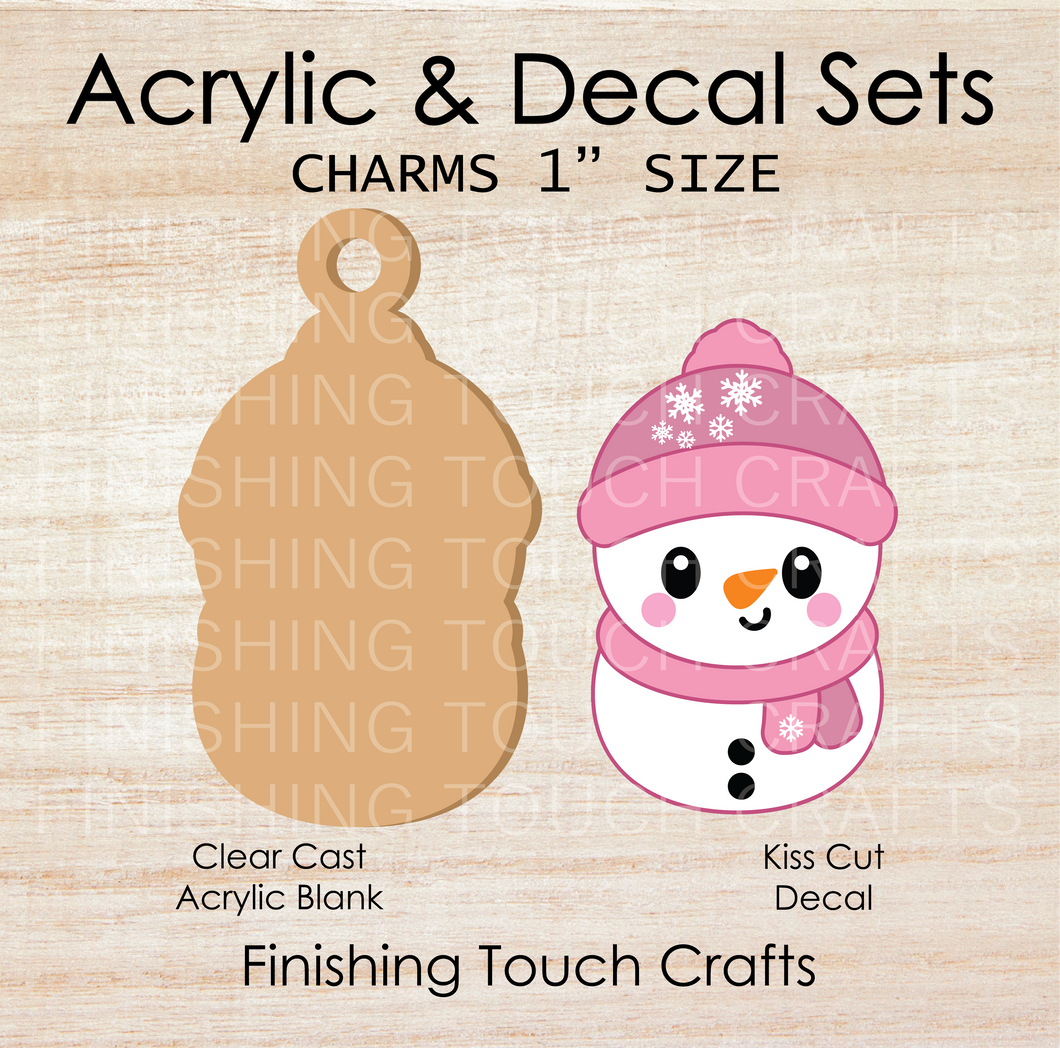 Baby Snowman Pink Charm Set of 4
