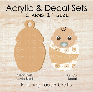 Baby in Blanket Tan Charm Set of 4