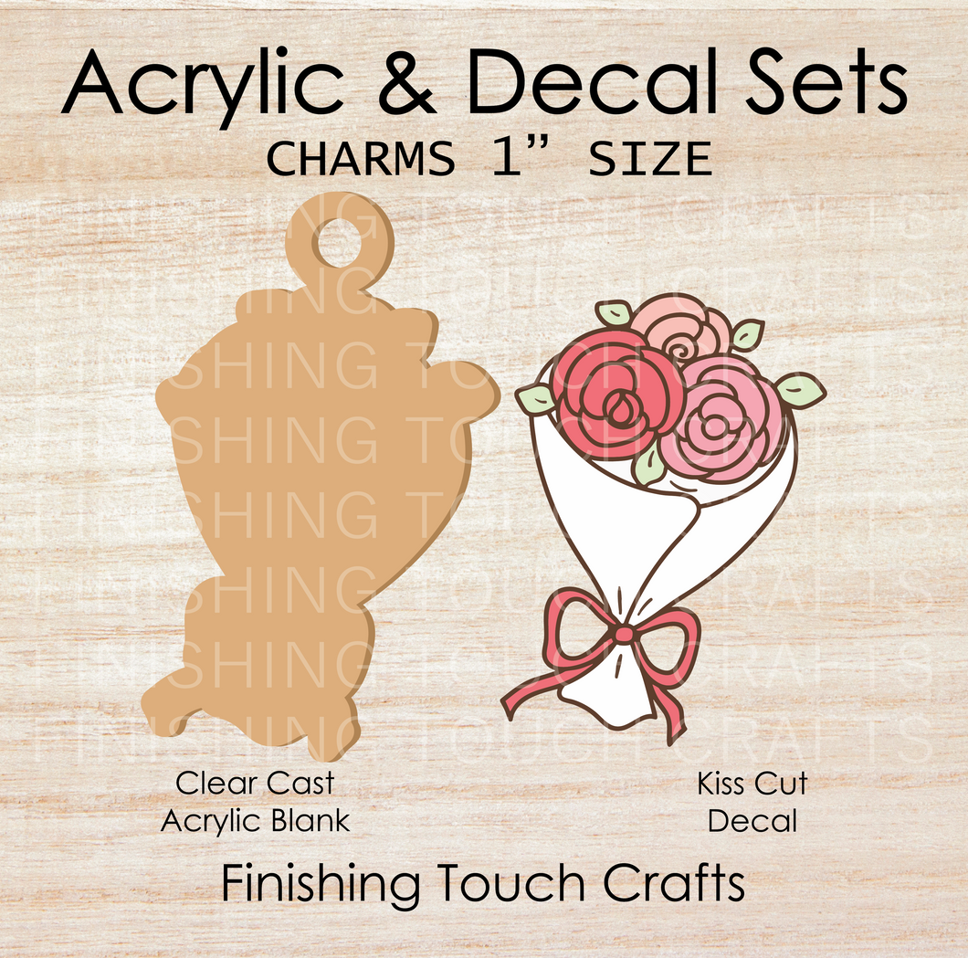 Bouquet Roses Charm Set of 4