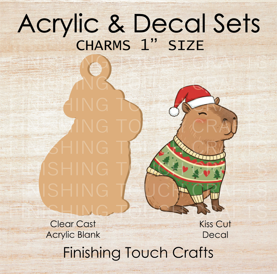 Capybara Santa Charm Set of 4