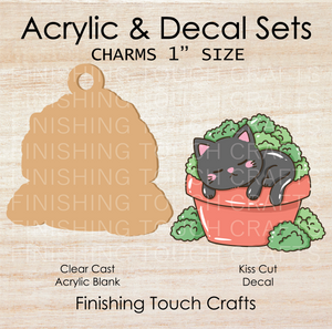 Cat in Plant Charm Set of 4