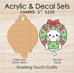 Cat in Wreath Charm Set of 4
