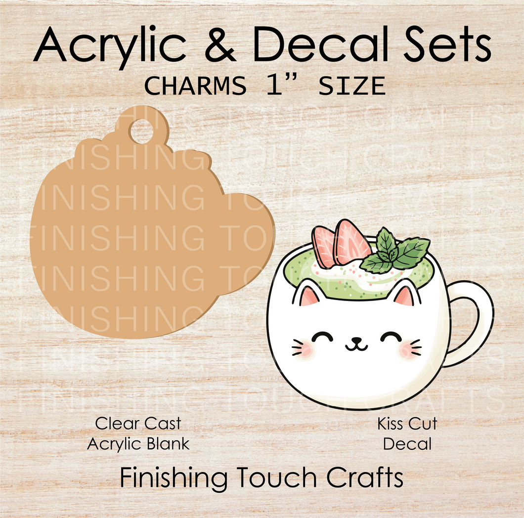 Cat Matcha Cup Charm Set of 4