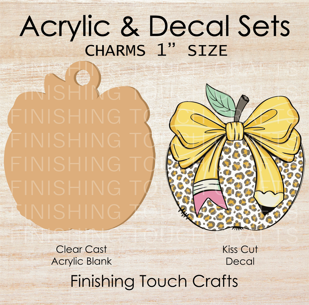 Cheetah Pattern Apple Charm Set of 4