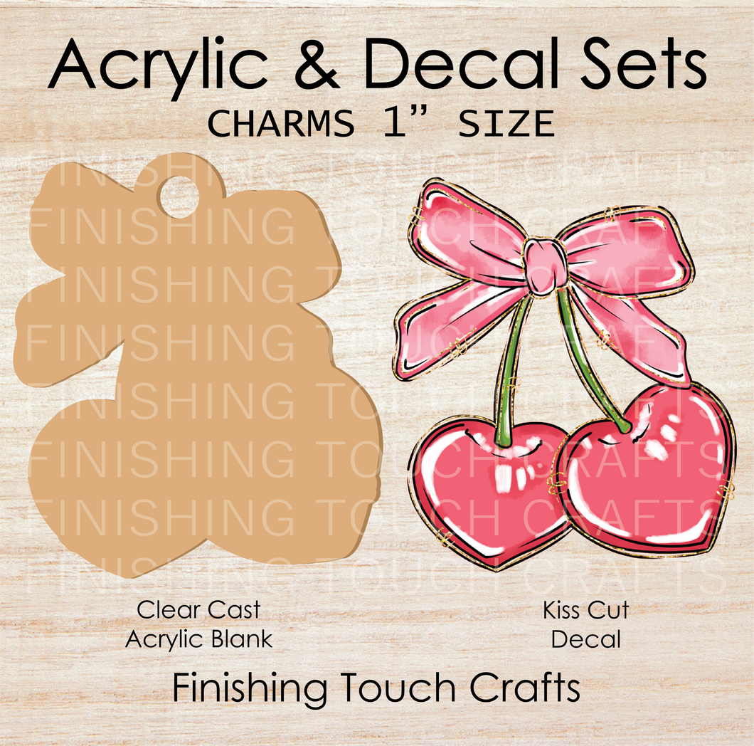 Cherry Hearts Bow Charm Set of 4