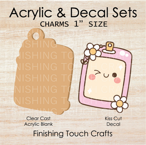 Clipboard Floral Charm Set of 4
