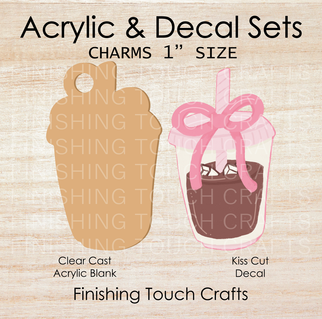 Iced Coffee Bow Charm Set of 4