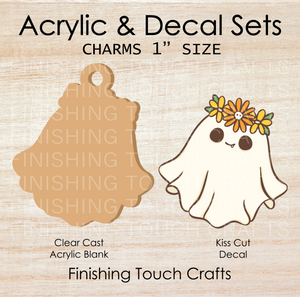 Cute Halloween Floral Ghost Charm Set of 4