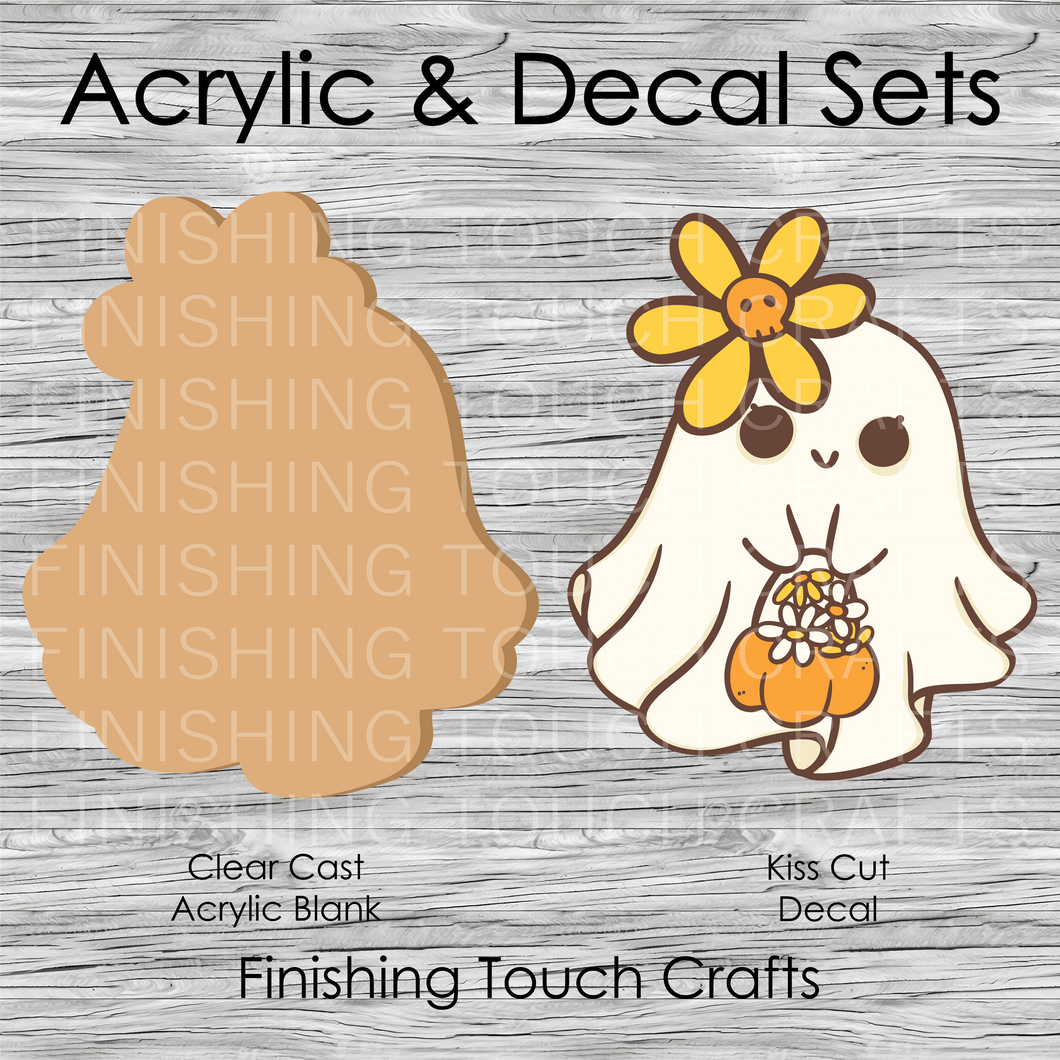 Cute Halloween Ghost with Flower