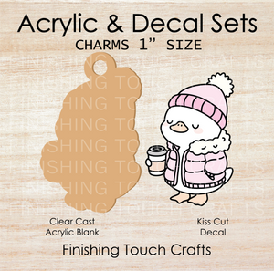 Duck Puffer Coat Charm Set of 4