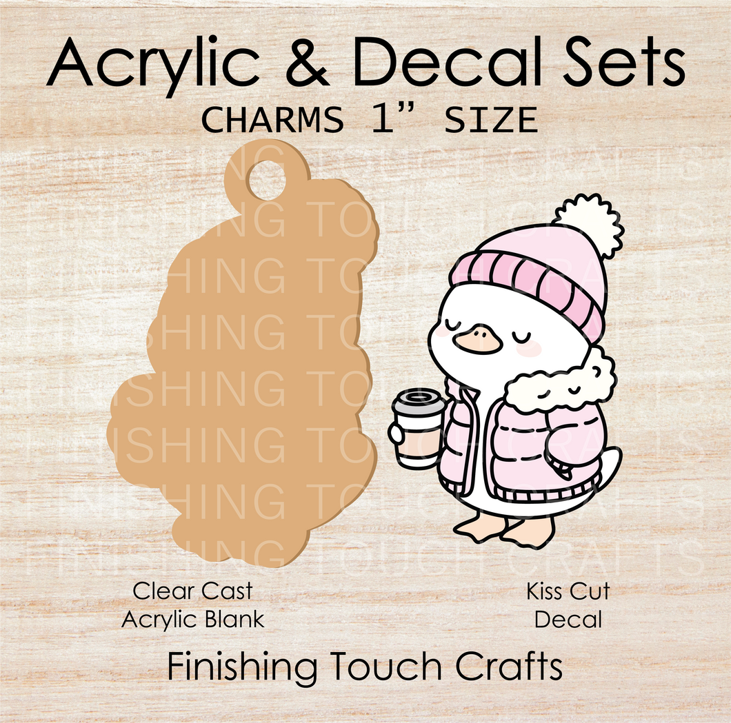 Duck Puffer Coat Charm Set of 4