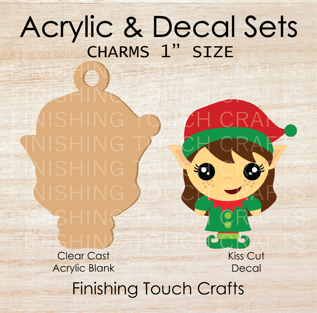 Elf Girl Long Hair Charm Set of 4