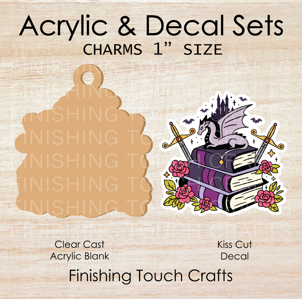 Fantasy Pile of Books Charm Set of 4