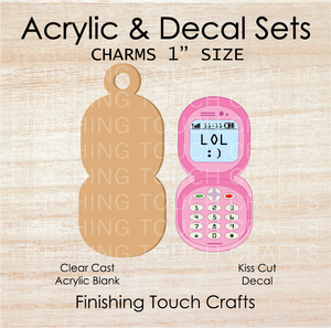 Flip Phone Charm Set of 4