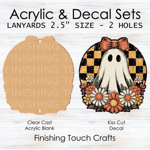 Floral Checkered Ghost Lanyard
