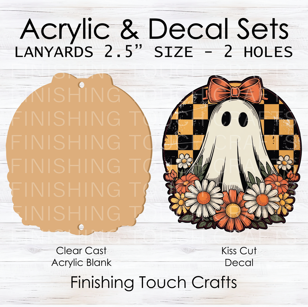 Floral Checkered Ghost Lanyard