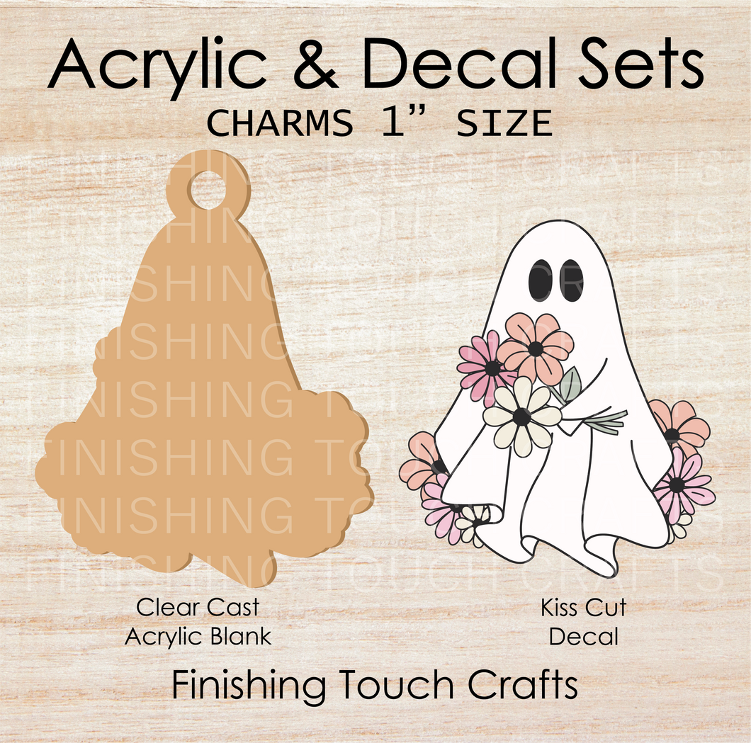 Floral Ghost Charm Set of 4