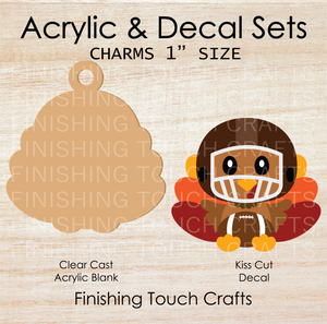 Football Turkey Charm Set of 4